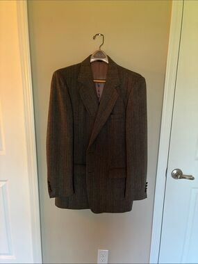 Men's Brown Herringbone Wool Blazer